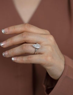 3.19 Carat Pear Diamond Ring Brilliant White 18K Gold Everyday Royalty