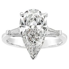 3.19 Carat Pear Diamond Ring Brilliant White 18K Gold Everyday Royalty