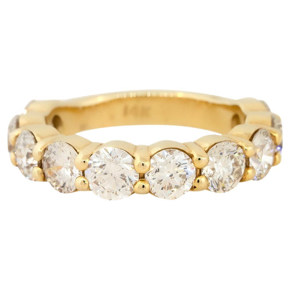 3.19 Carat Round Brilliant 3/4 Diamond Wedding Band 14 Karat in Stock For Sale