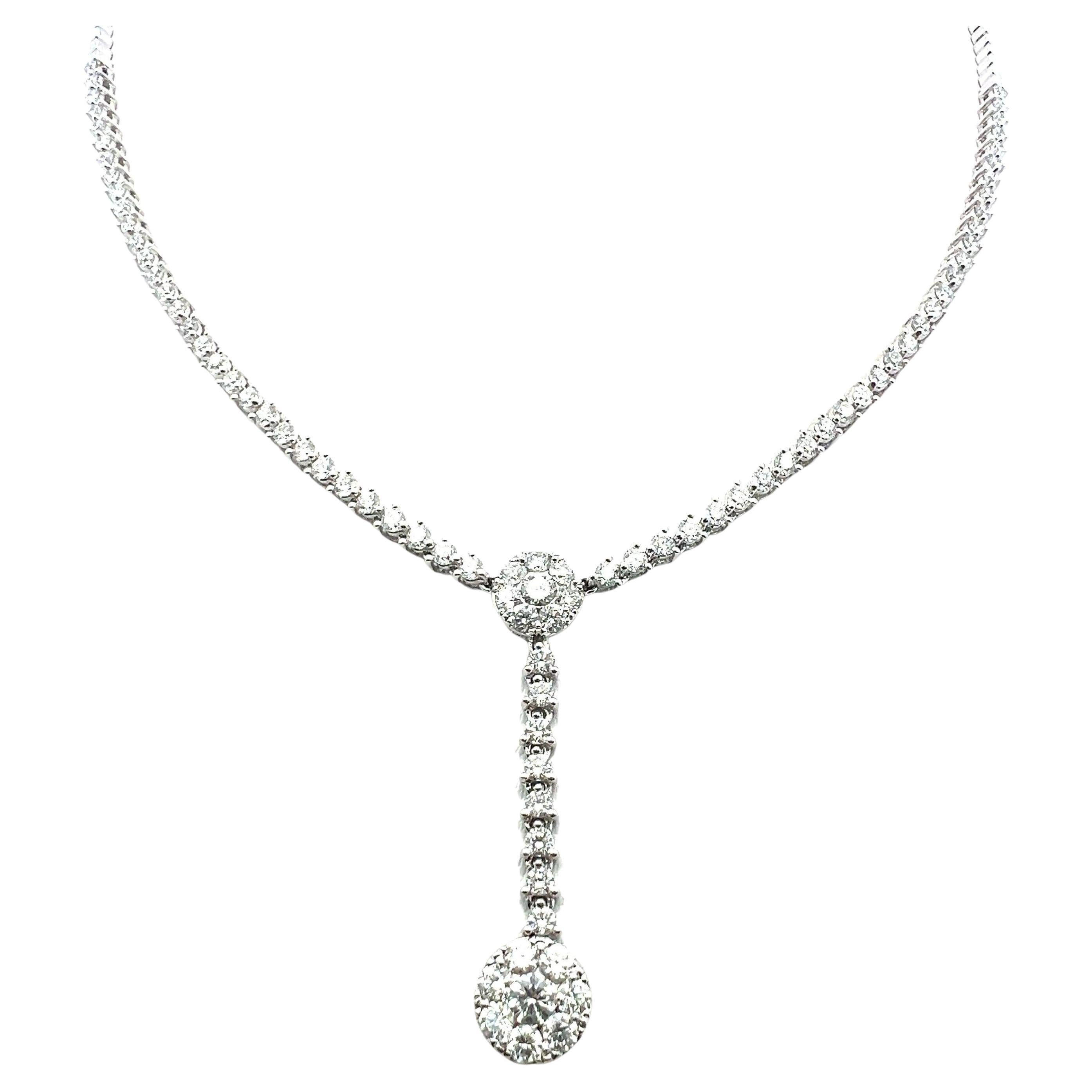 3.19 Carat Round Brilliant I I1-VS1 Diamond 14 Karat White Gold Pendant Necklace