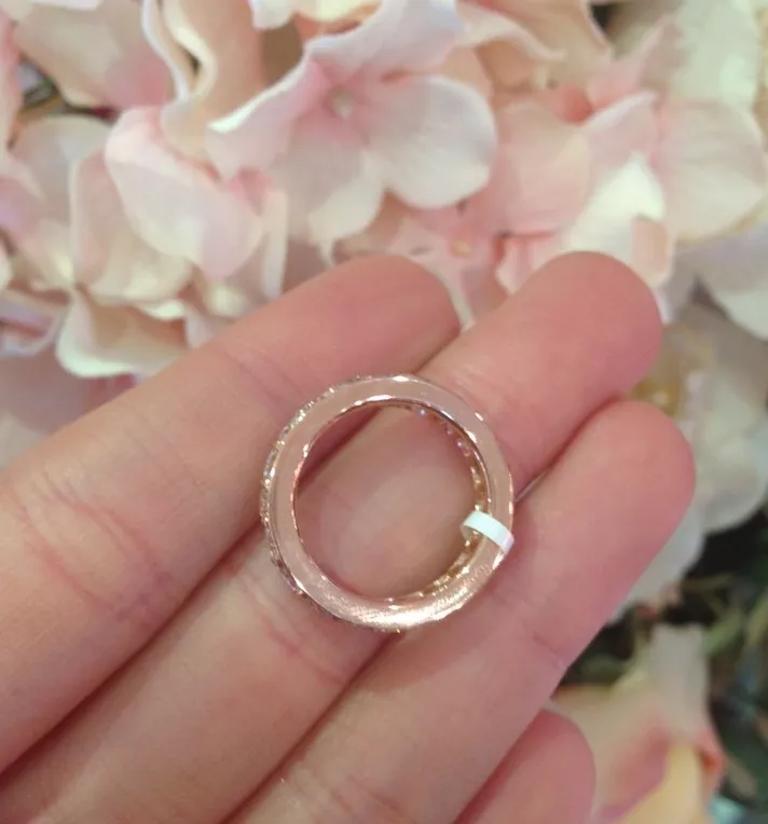 3.19 ct Eternity Band Round Diamond Ring 18K Rose Gold Size 6 In Excellent Condition For Sale In La Jolla, CA