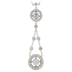 3.19 ct Round Brilliant Cut Diamond Prong Set Halo Necklace
