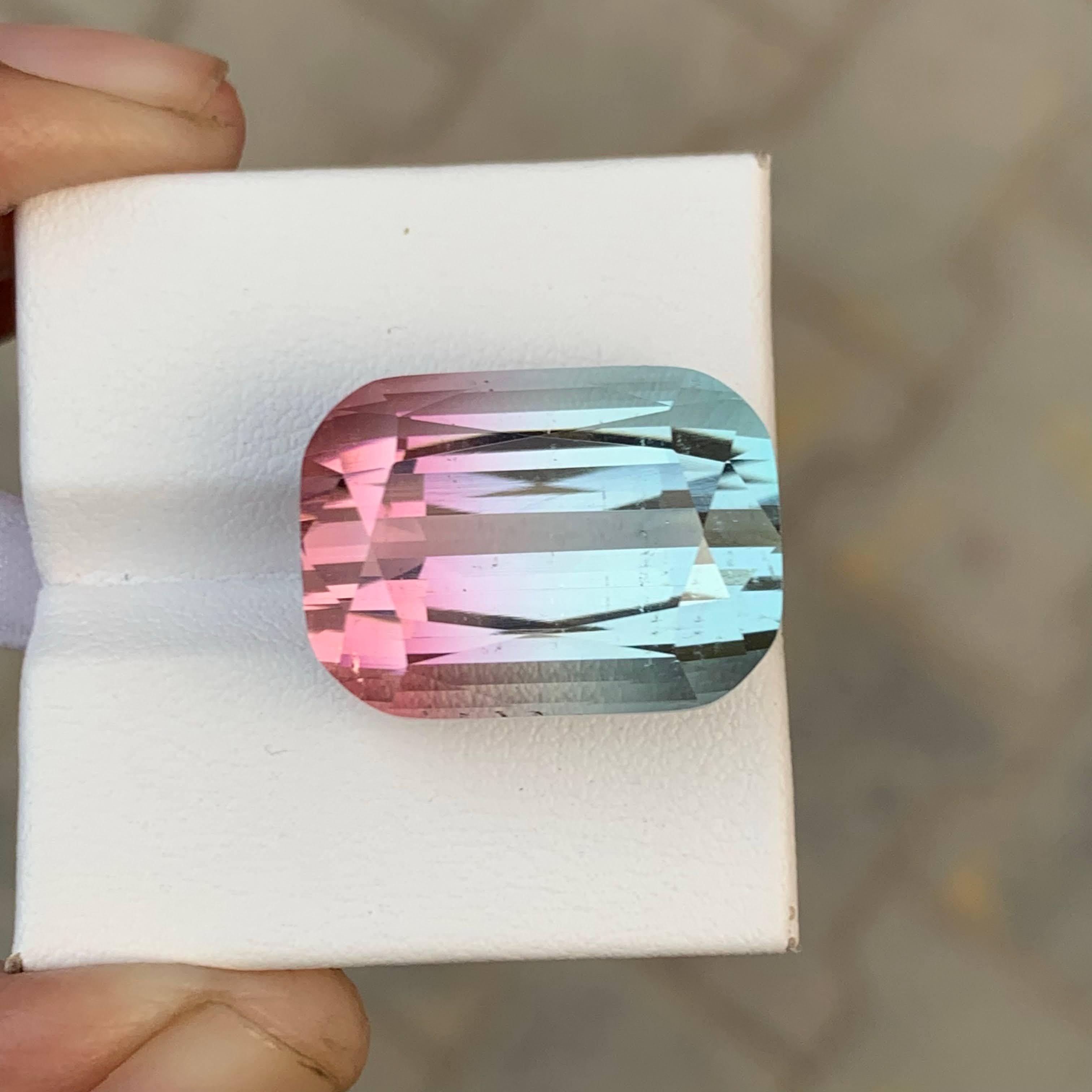 31.90 Carat Natural Loose Bi Color Tourmaline Stone Cushion Cut Afghan Gemstone For Sale 5