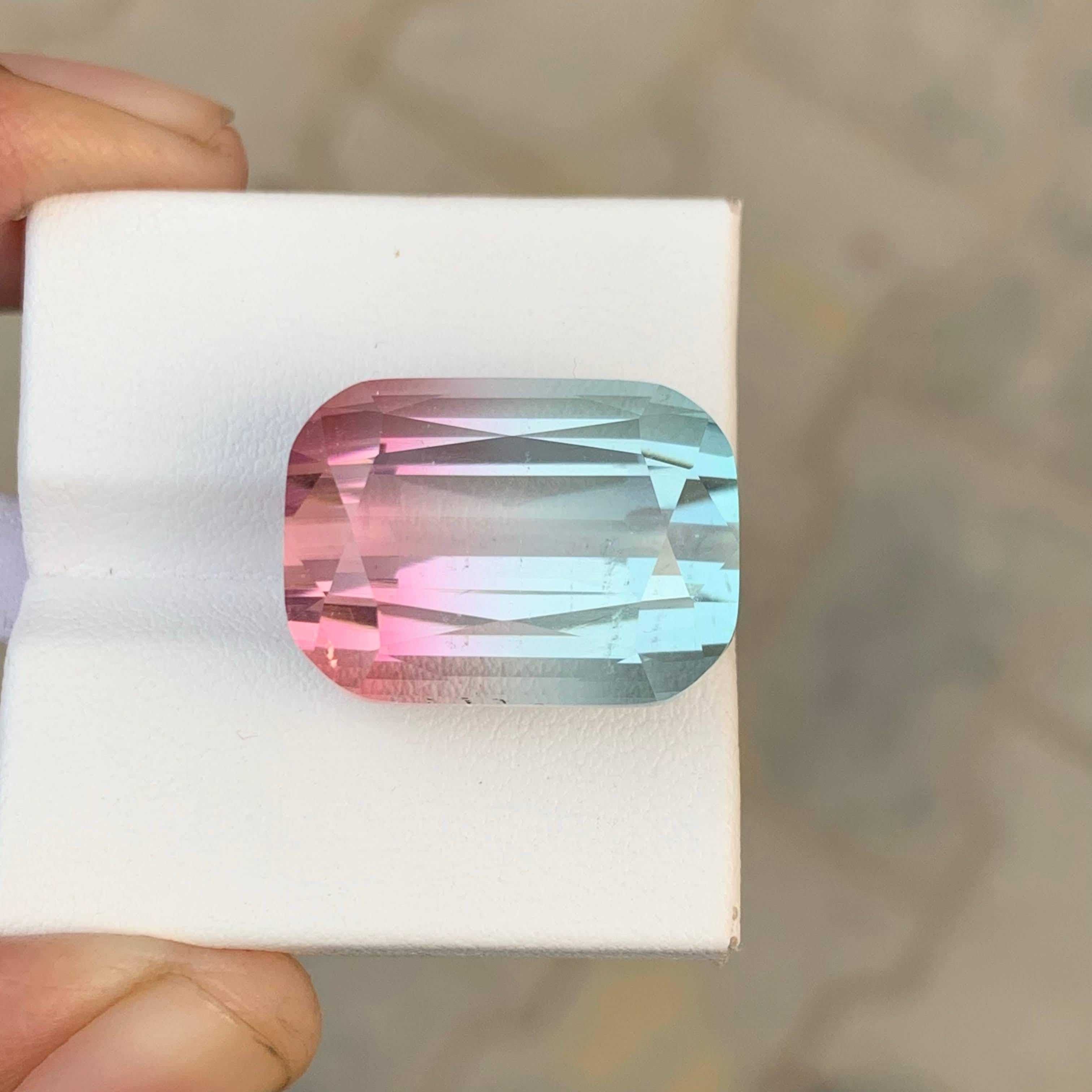 31.90 Carat Natural Loose Bi Color Tourmaline Stone Cushion Cut Afghan Gemstone For Sale 6