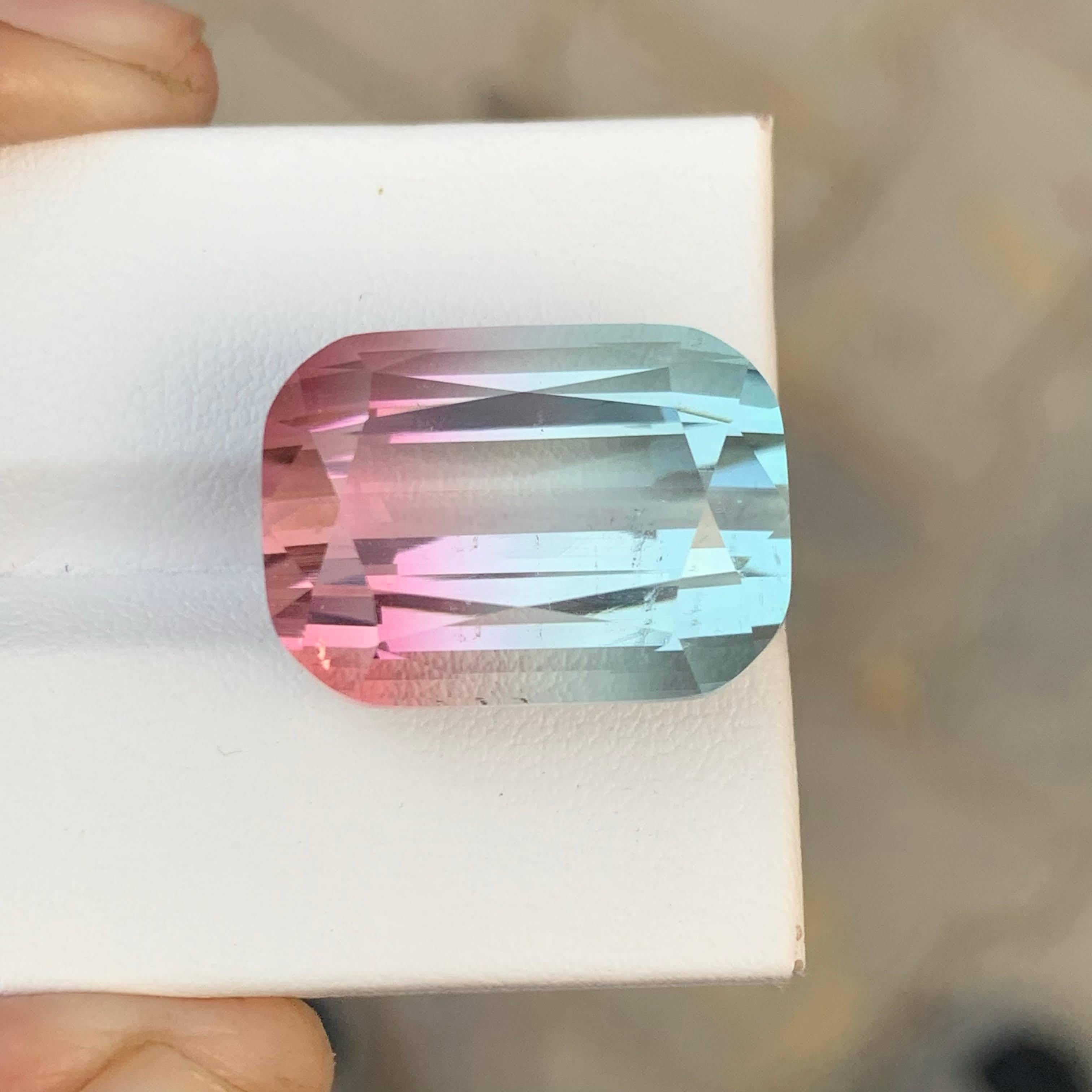 31.90 Carat Natural Loose Bi Color Tourmaline Stone Cushion Cut Afghan Gemstone In New Condition For Sale In Bangkok, TH