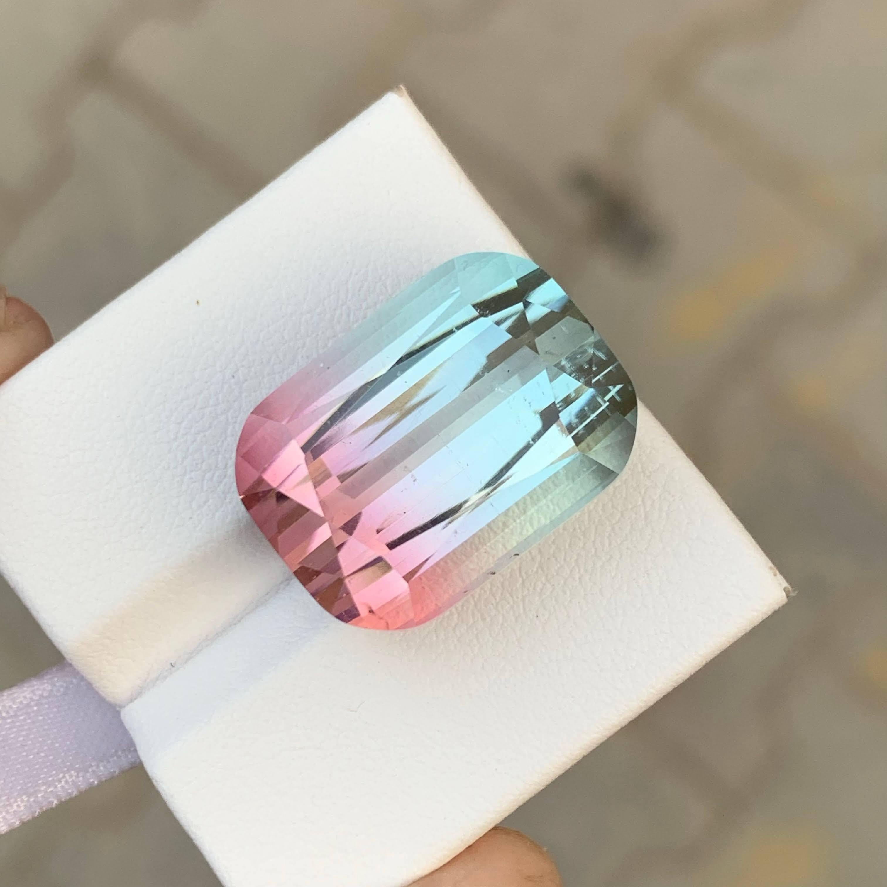 31.90 Carat Natural Loose Bi Color Tourmaline Stone Cushion Cut Afghan Gemstone For Sale 2