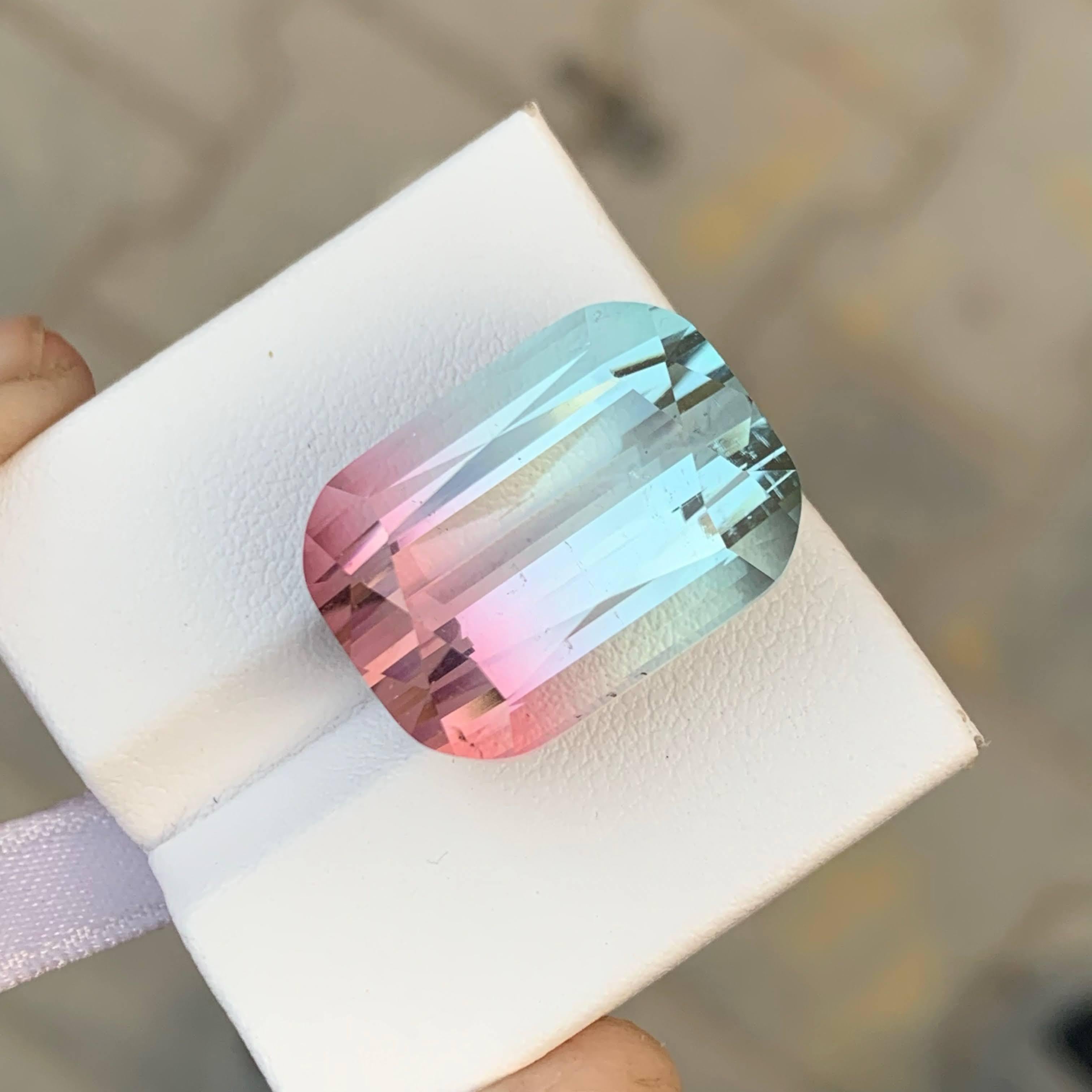 31.90 Carat Natural Loose Bi Color Tourmaline Stone Cushion Cut Afghan Gemstone For Sale 3