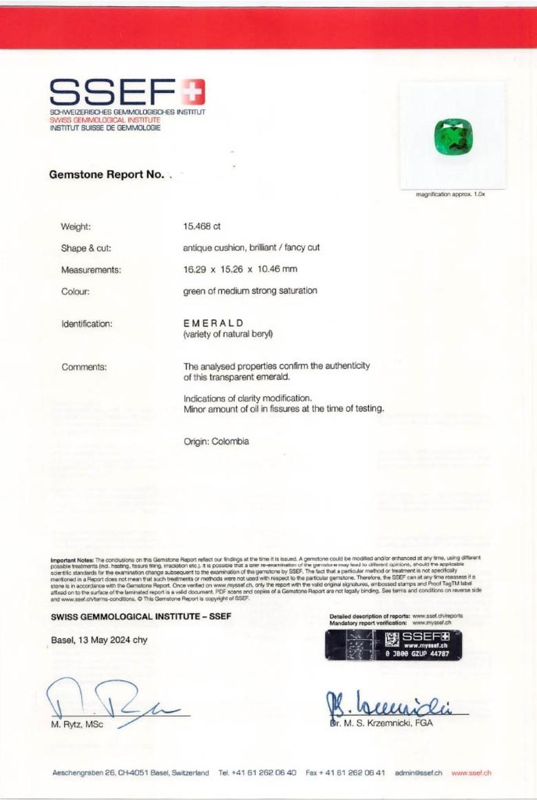 Orecchini con smeraldo colombiano e diamanti D/VS2, tripla certificazione in vendita 2