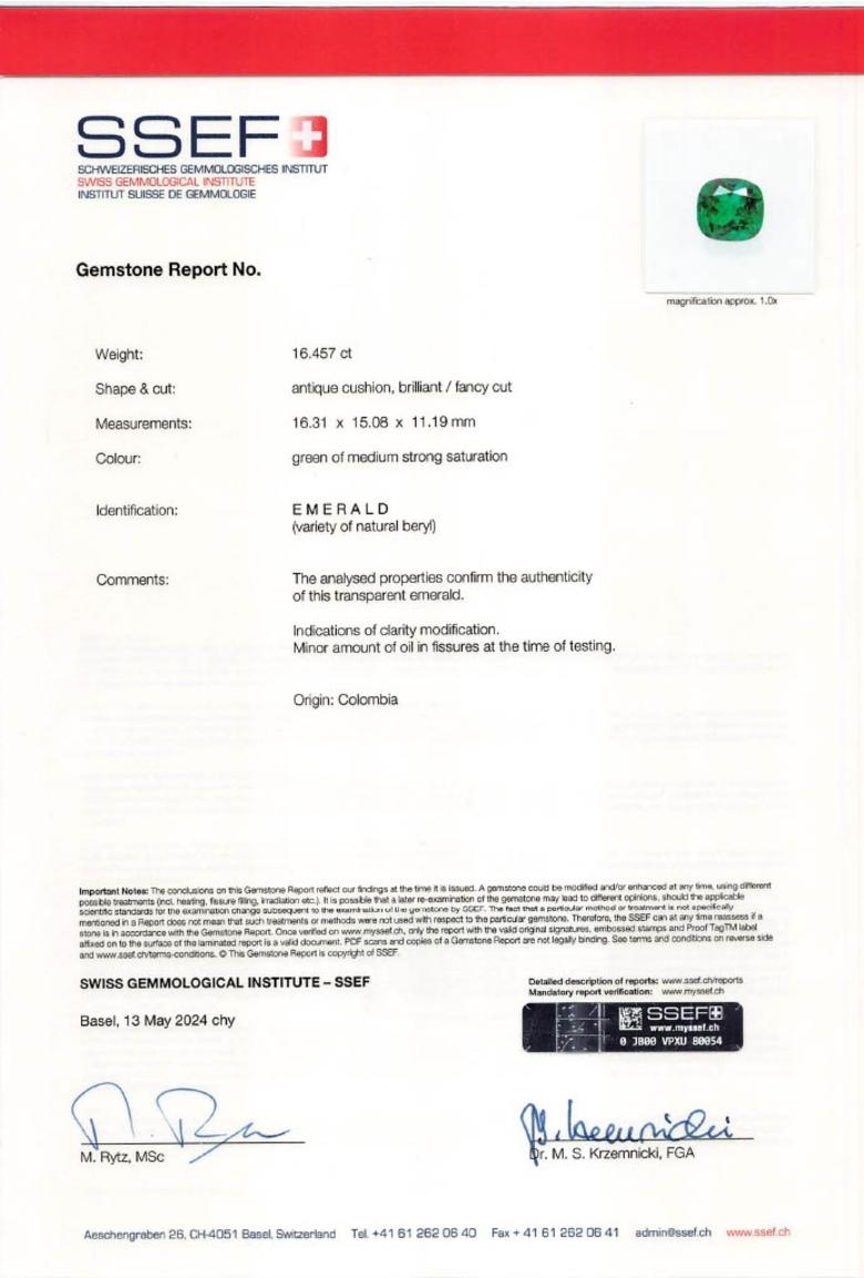 Orecchini con smeraldo colombiano e diamanti D/VS2, tripla certificazione in vendita 3