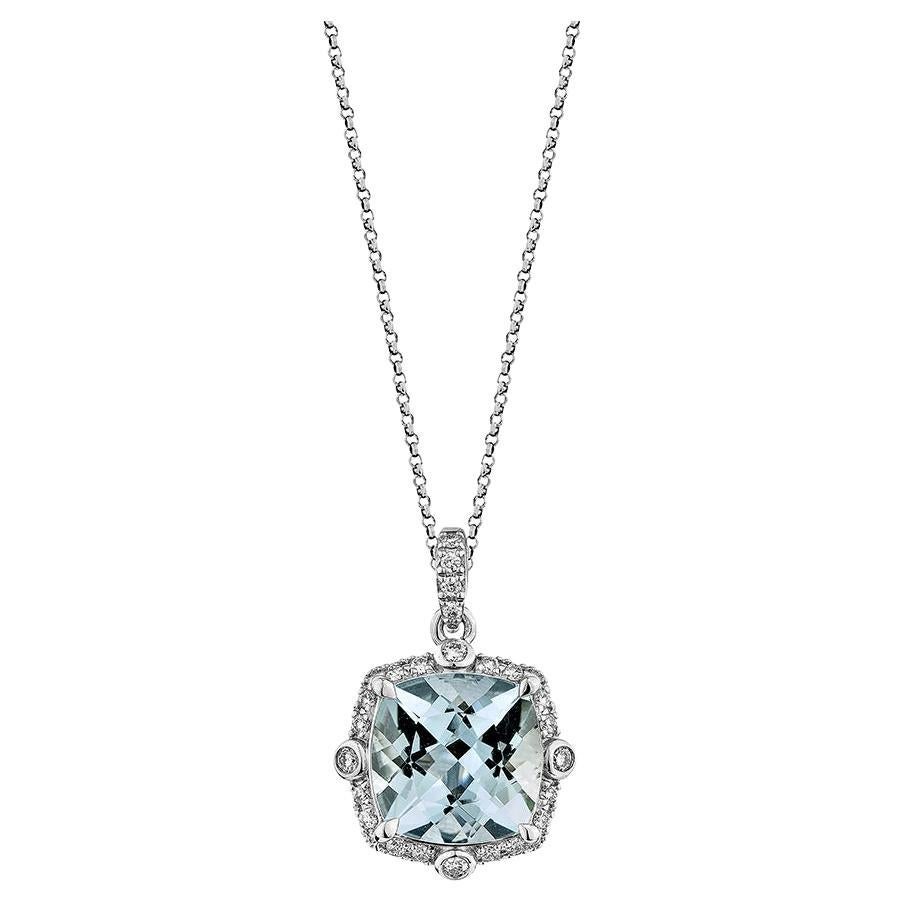 Sunita Nahata Aquamarine 3.19ct. Pendant in 18Karat White Gold with Diamond.