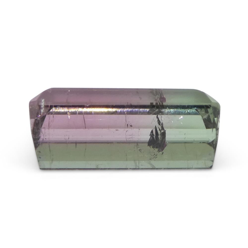 3.19ct Emerald Cut Pink & Green Bi-Colour Tourmaline For Sale 6