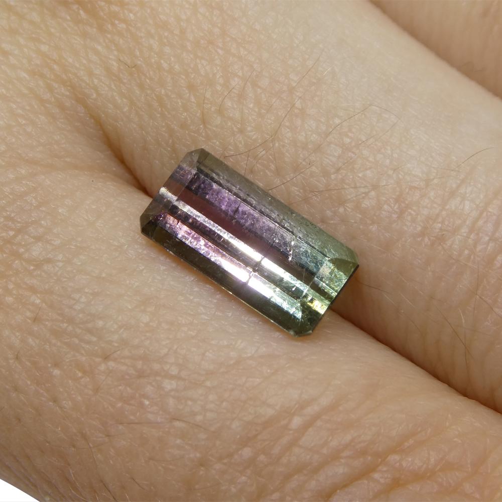 3.19ct Emerald Cut Pink & Green Bi-Colour Tourmaline For Sale 3