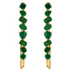 3.19ct Natural Emerald Hair Clip Accessory 18k Yellow Gold