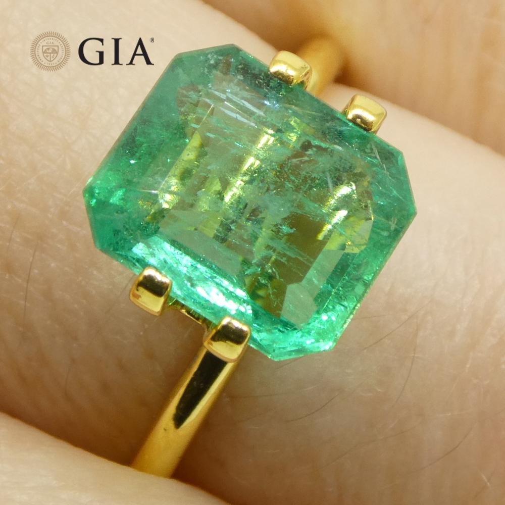 3,19ct Oktagon/Smaragdschliff Grüner Smaragd GIA zertifiziert Sambia (F2) im Angebot 10