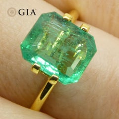 3.19ct Octagonal/Emerald Cut Green Emerald GIA Certified Zambia (F2)