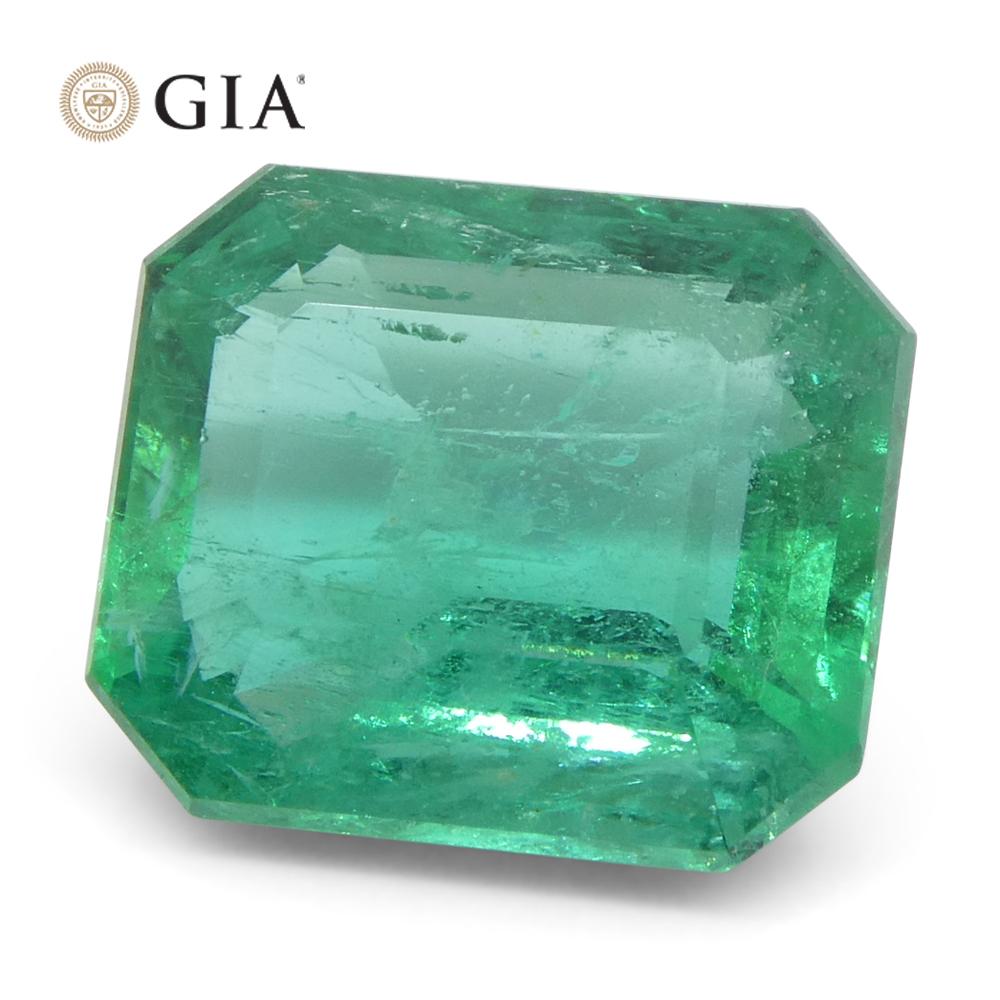 3,19ct Oktagon/Smaragdschliff Grüner Smaragd GIA zertifiziert Sambia (F2) im Angebot 1