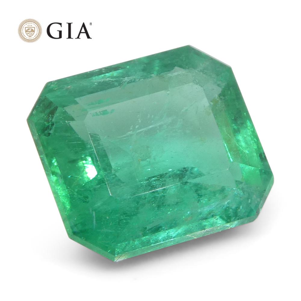 3,19ct Oktagon/Smaragdschliff Grüner Smaragd GIA zertifiziert Sambia (F2) im Angebot 2