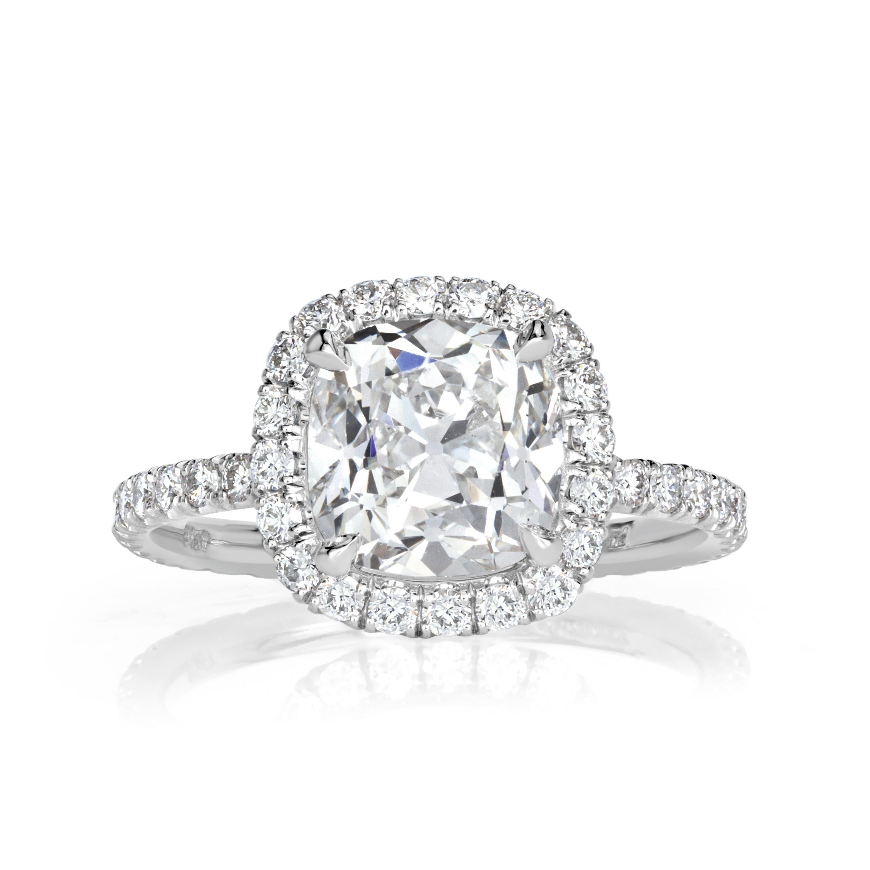 3.19ct Old Mine Cut Diamond Engagement Ring For Sale