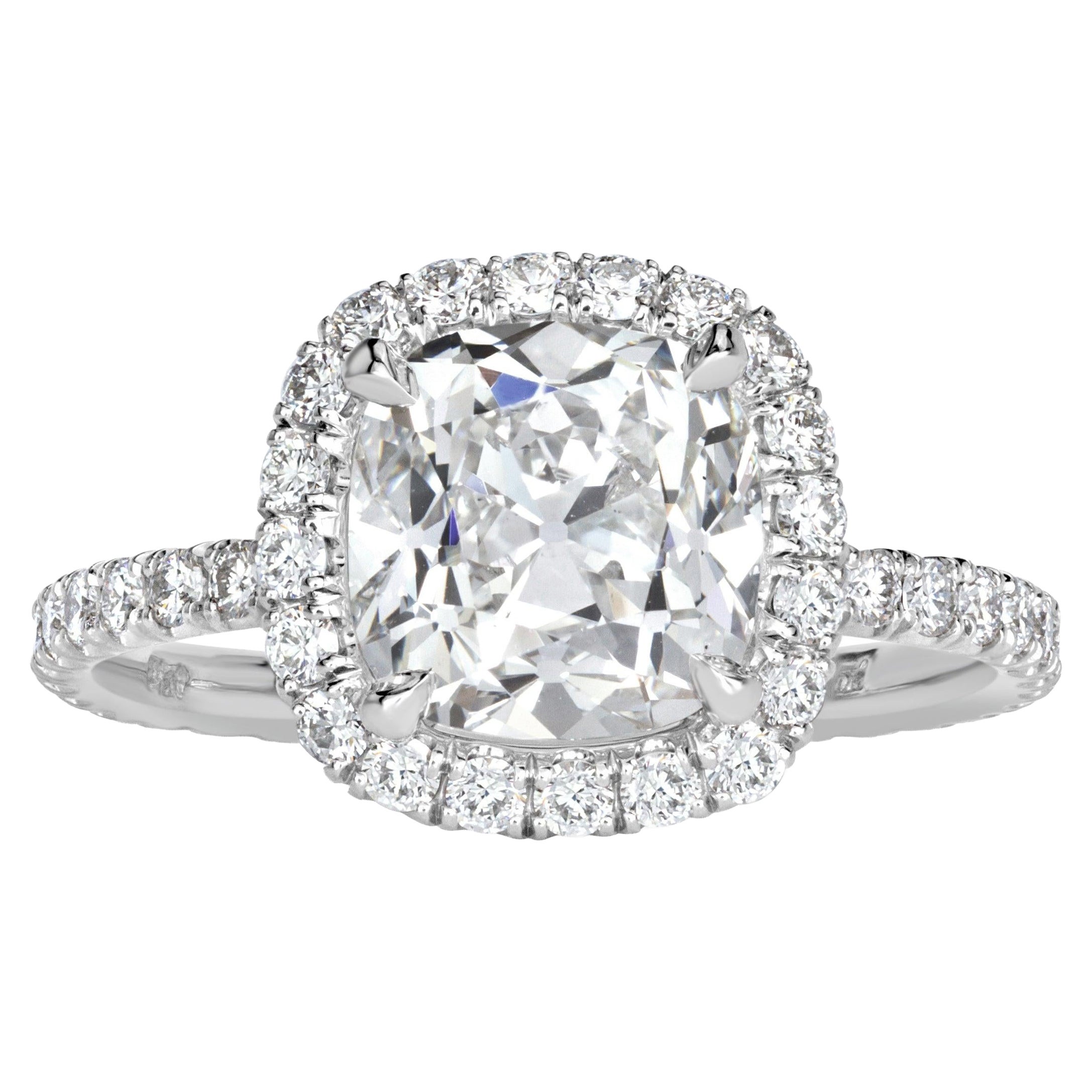 3.19ct Old Mine Cut Diamond Engagement Ring