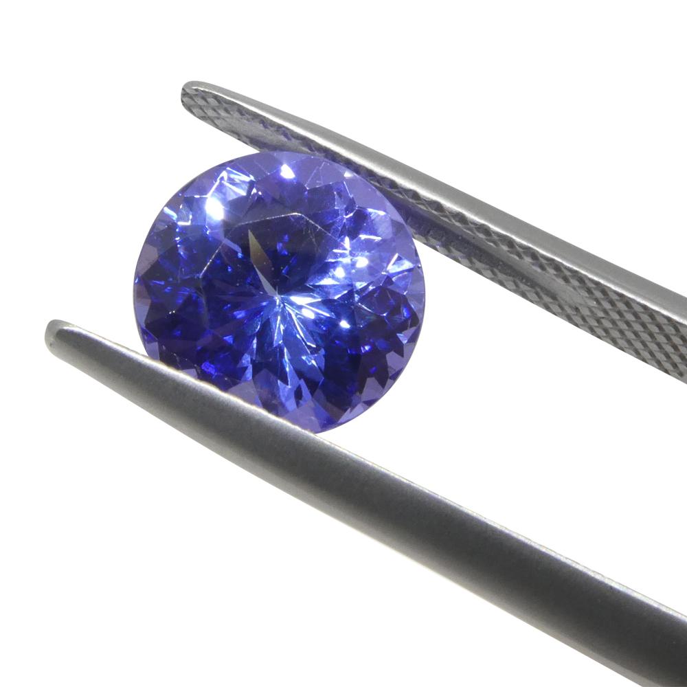 Round Cut 3.19ct Round Violet Blue Tanzanite from Tanzania For Sale