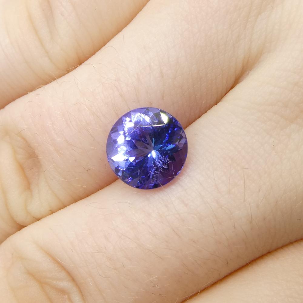 Women's or Men's 3.19ct Round Violet Blue Tanzanite from Tanzania For Sale