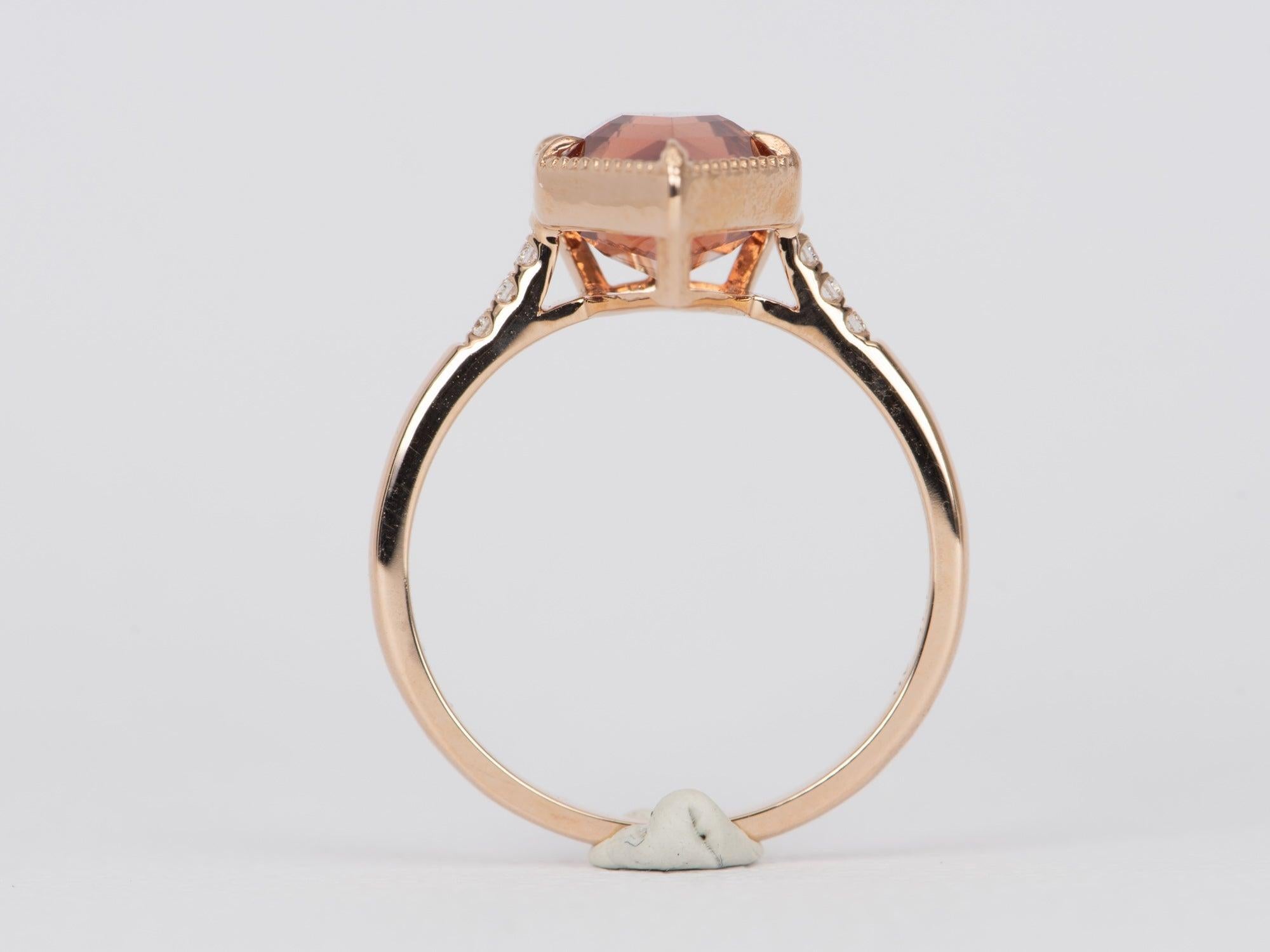 3.19 Carat Shield Shape Oregon Sunstone 14k Rose Gold Engagement Ring R6512 1