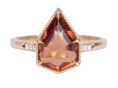 3.19 Carat Shield Shape Oregon Sunstone 14k Rose Gold Engagement Ring R6512