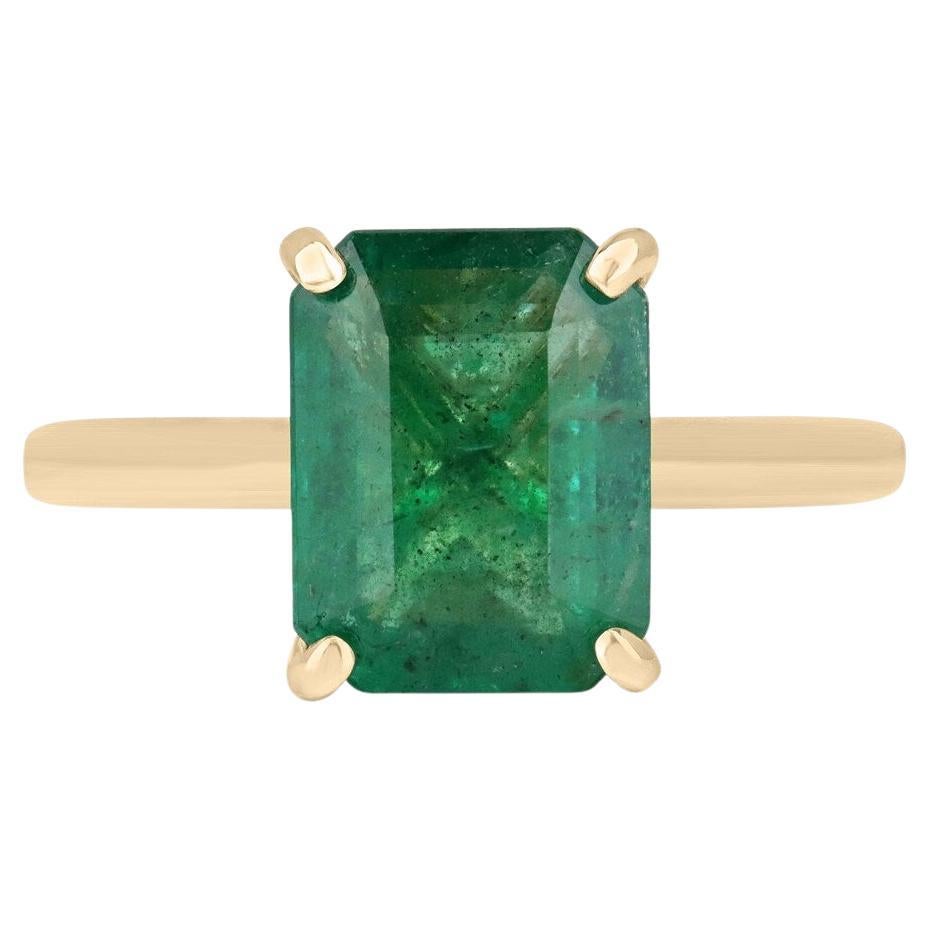 3.19tcw Emerald Cut Lush Green Brilliance Diamond Accents Engagement Ring