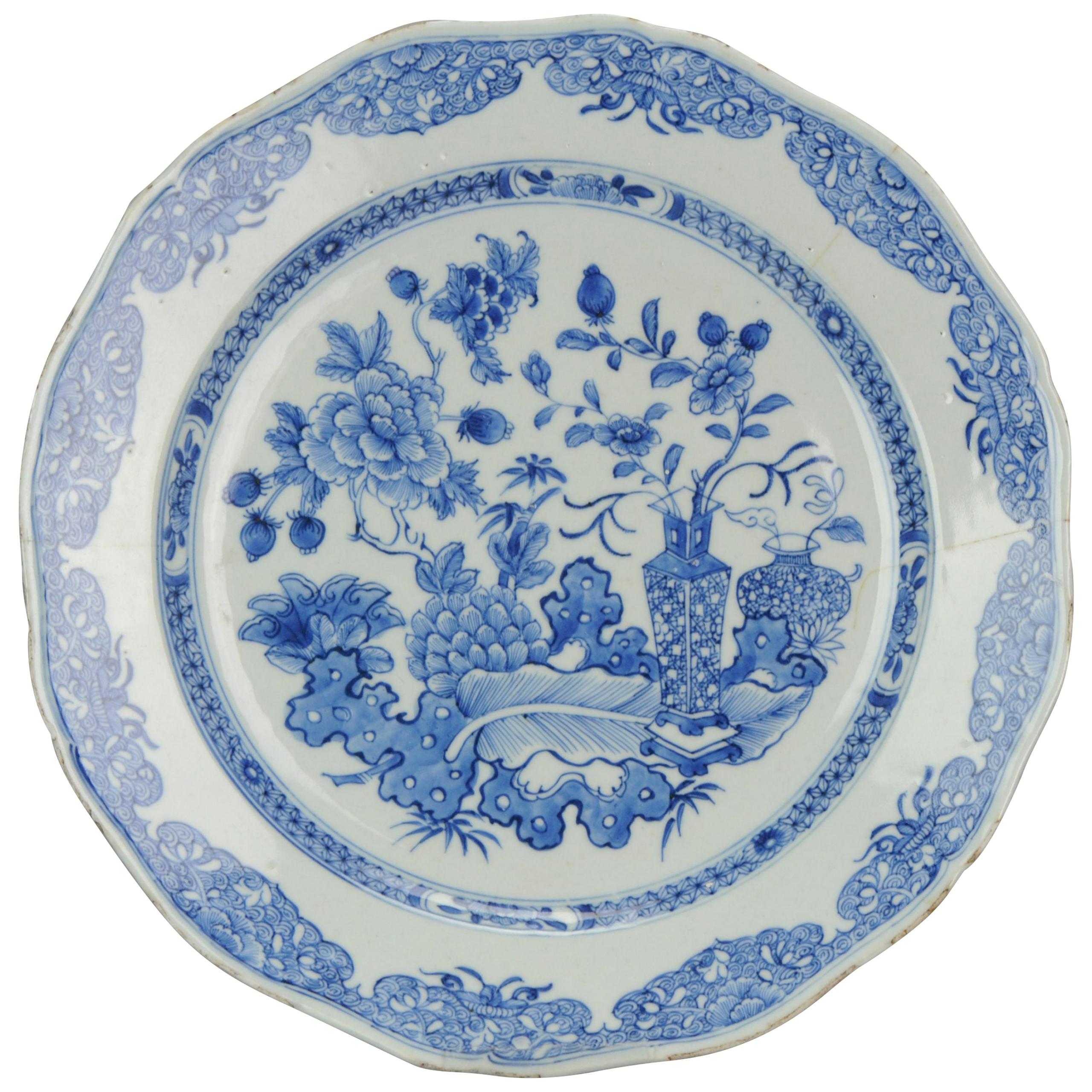 Antique 18th Century Chinese Porcelain Yongzheng/Qianlong Plate Peony For Sale