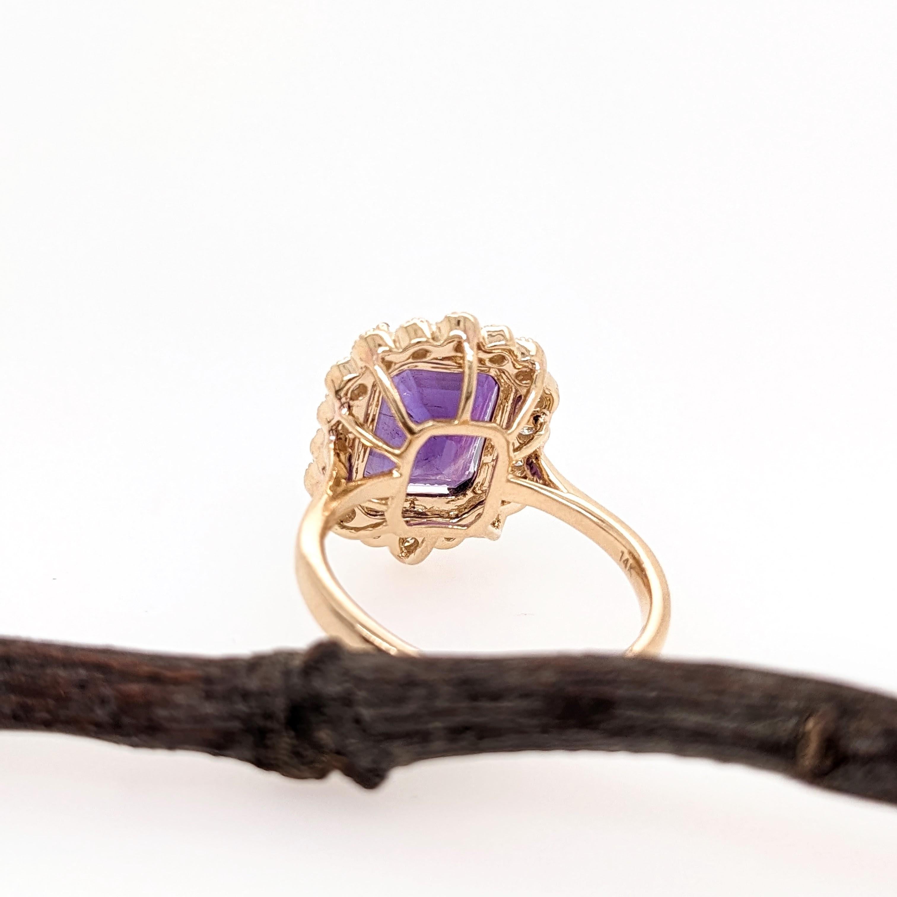 3.1ct Amethyst Ring w Earth Mined Diamonds in Solid 14K Yellow Gold EM 11x8mm For Sale 3