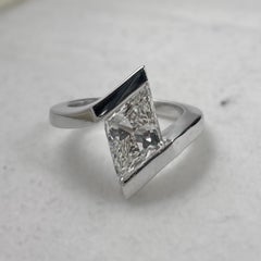 3.1ct Rhombus Lozenge Brilliant Cut Diamond Solitaire Engagement Ring White Gold