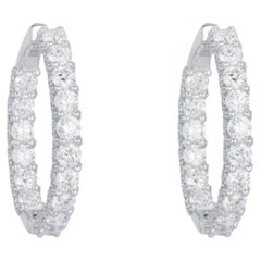 Pendientes de aro «Inside-Out» de oro blanco de 14K con diamantes naturales de 7,05 ct en total