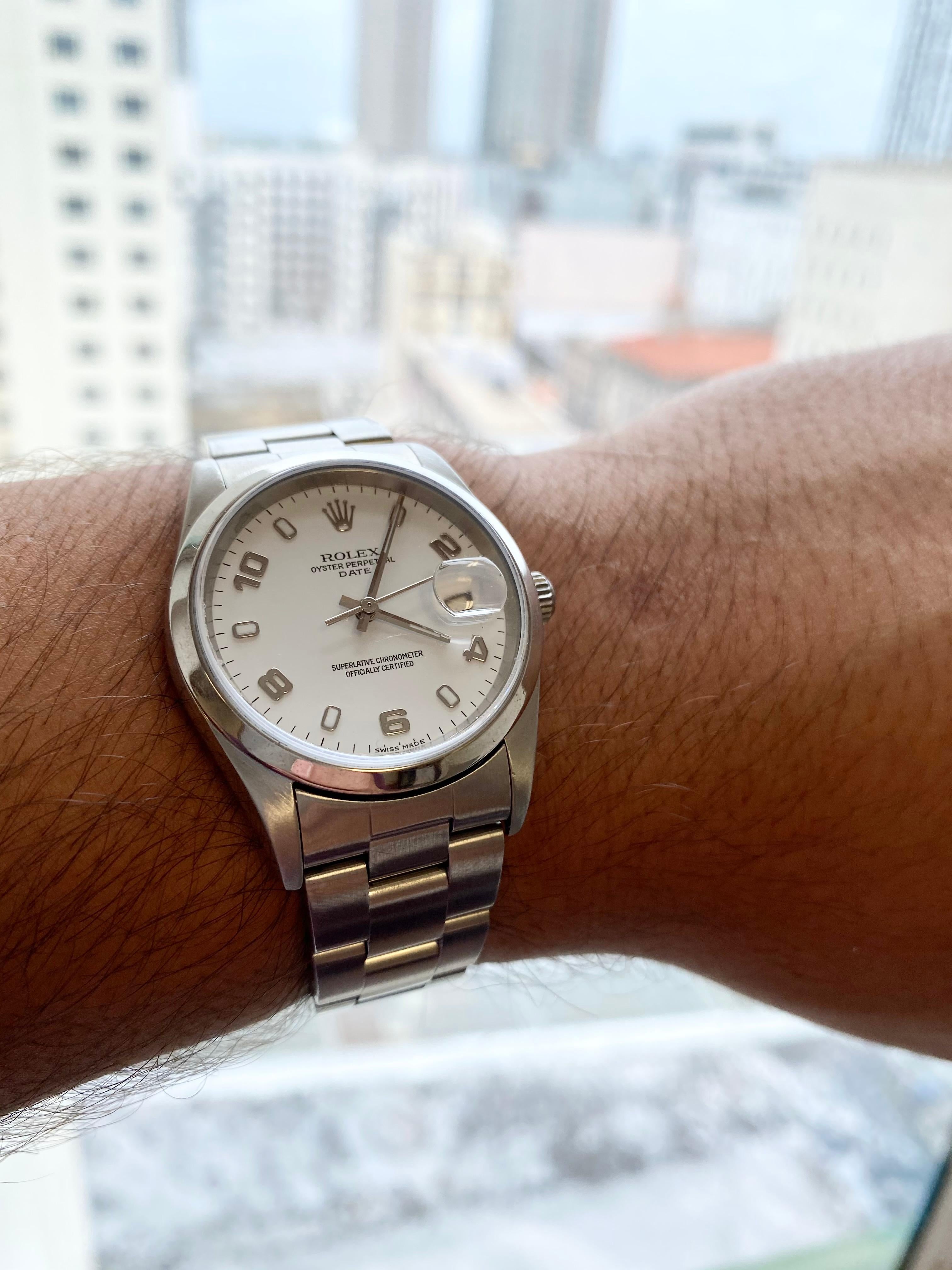 Rolex Perpetual Date with White Dial and Oyster Band For Sale 3