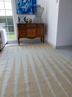 Rug Beige Wool Dhurrie Modern Geometric Neutral  Brown Earth  handmade carpet