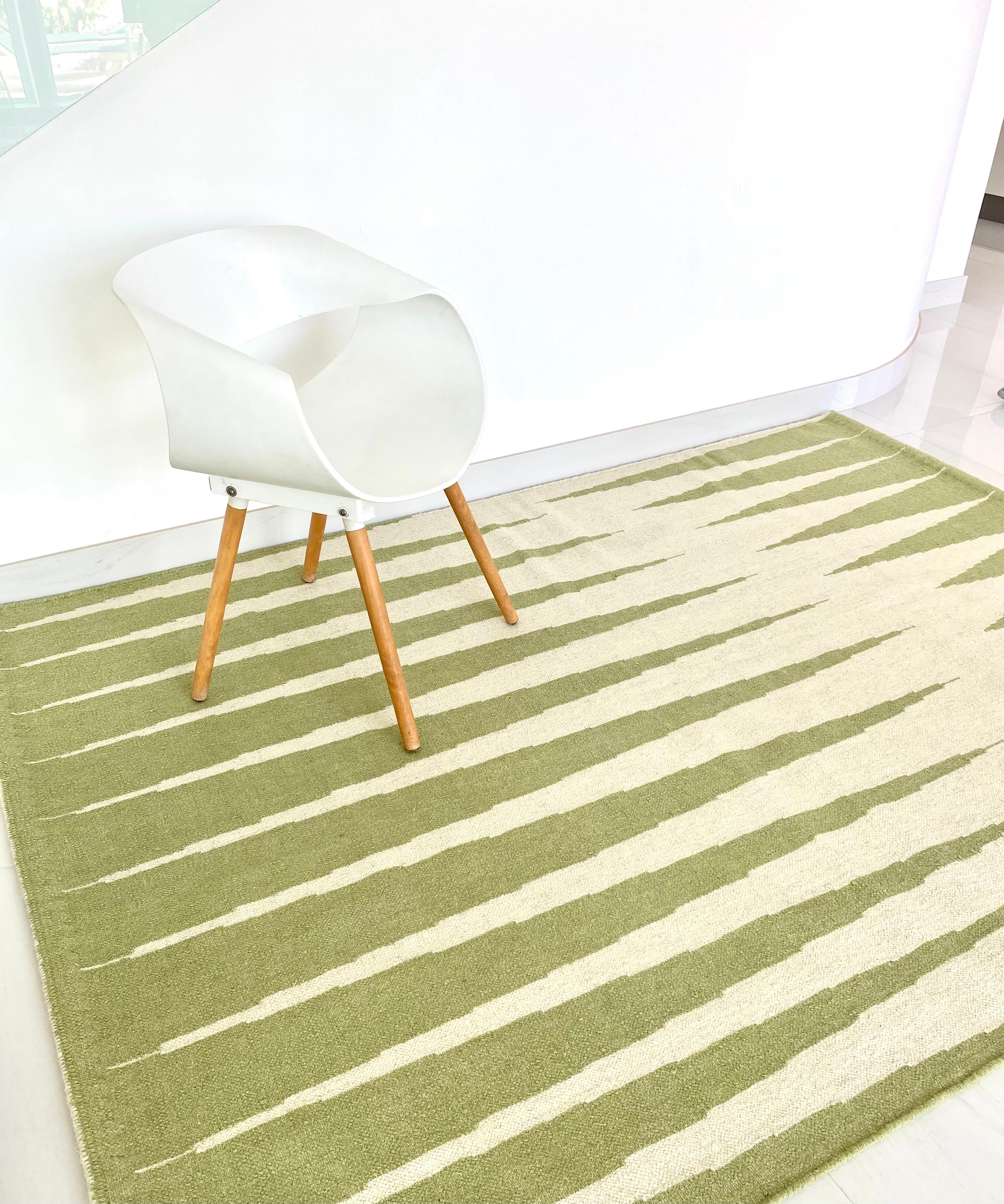 olive and cream rug