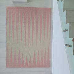 Wool Dhurrie Pale Pink - Modern Geometric with Beige and Pink handmade carpet