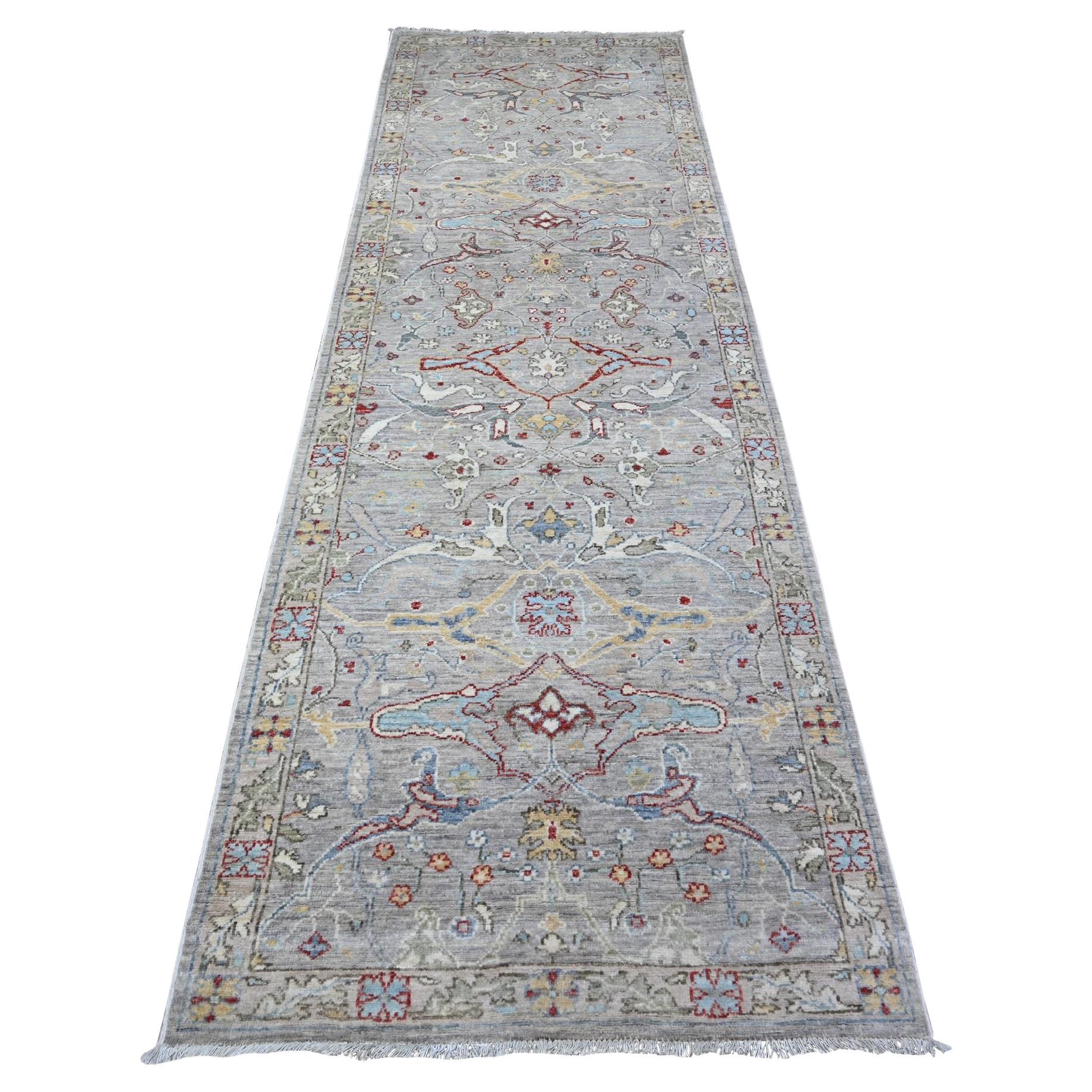 Tapis de course en laine fine Aryana Bidjar Garus Design, noué à la main, 3'1"x10' Silver Hand Knotted
