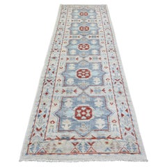 3
1 "x10
2" Alfombra de Correr de Lana Suave Anudada a Mano de Inspiración Geométrica Gris Anatolia