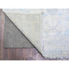 3'1"x11'7" Ivory Washed Out Peshawar Pure Wool Hand Knotted Runner Rug