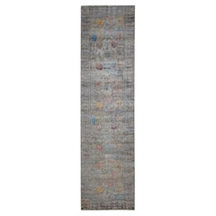 3'1 "x12' Braun, Seide mit Wolle, Directional Vase Design Handgeknüpft Läufer Teppich
