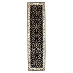 3
1"x12
2" Pitch Black Rajasthan Wool and Silk Hand Knotted Runner Rug