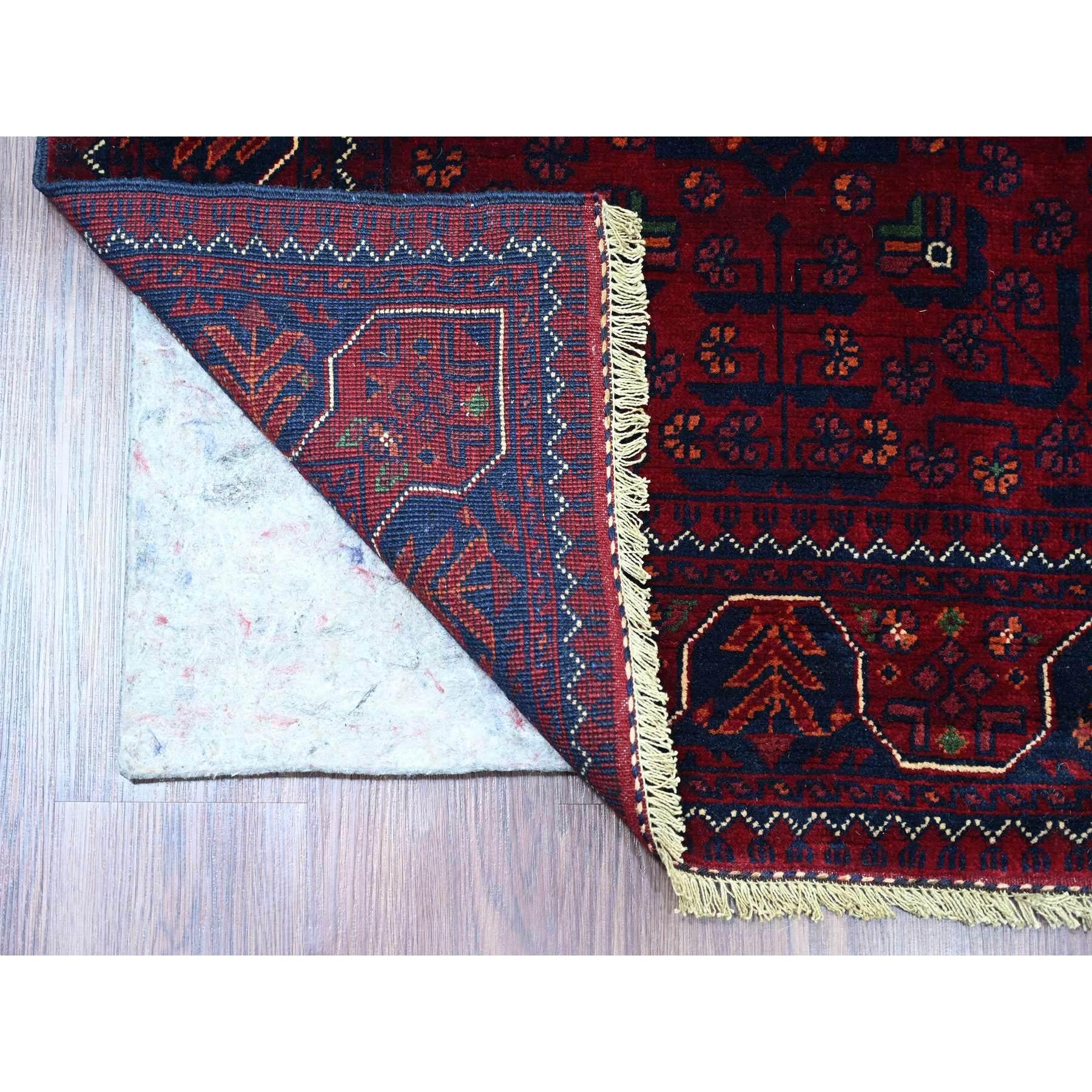 Deep and Saturated Red, Afghan Khamyab with All Over Pattern, Vegetable Dyes, Soft Wool, Hand Knotted, Runner, Oriental Rug
Primary materials: Wool
Latex: No Pile 
height: 0.25 Inches
Style: Traditional
Primary color: Red
Secondary colors: Brown,