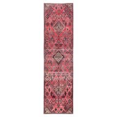 3'1"x12'2" Red Vintage Persian Joshogan Hand Knotted Wool Runner Oriental Rug