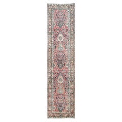 3'1"x13'2" Pink Vintage Persian Tabriz Vase Design Hand Knotted Wool Runner Rug