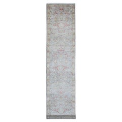 3'1 "x15'10" Tapis de course en laine nouée à la main Gray Peshawar with Bijar Garus Design