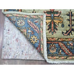 3'1"x15'9" Green Aryana Collection Heriz Design Hand Knotted Wool XL Runner Rug