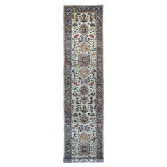3'1"x15'9" Green Aryana Collection Heriz Design Hand Knotted Wool XL Runner Rug