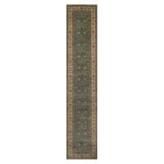 3'1"x16' Blue Hand Knotted Tabriz Revival 300 KPSI New Zealand Wool Runner Rug