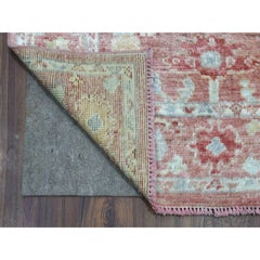 3'1"x16'1" Coral Pink Hand Knotted Angora Oushak Organic Wool XL Runner Rug