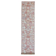 3'1 "x16'1" Coral Pink Hand Knots Angora Oushak Organic Wool XL Runner Rug